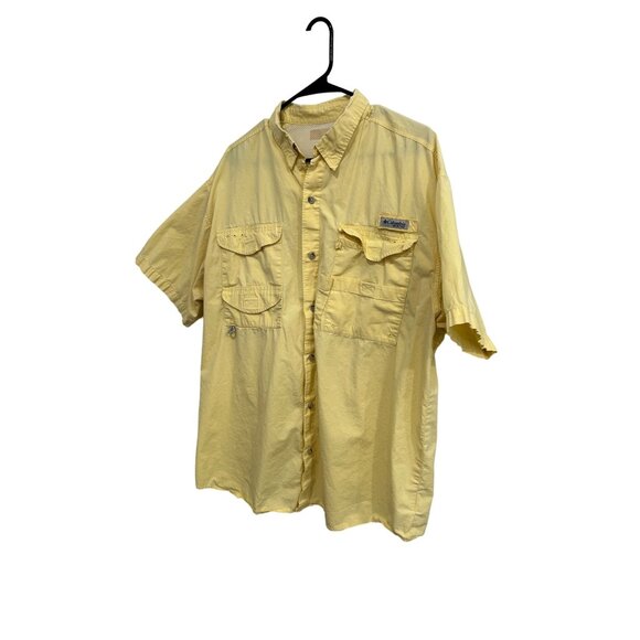 Columbia Mens PFG Short Sleeve Button-Up Fishing Shirt Size XL Yellow - Picture 3 of 9